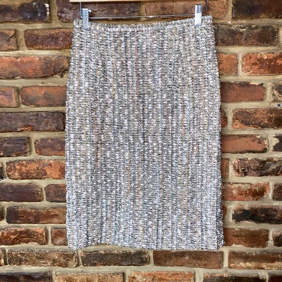 Neiman Marcus Vintage Y2k 90s Pink Tan Tweed Wool Blend Pencil Skirt Size 4 - Picture 1 of 6